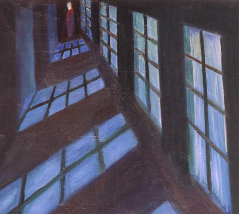 Dlouhá chodba, 1998, 100 × 110 cm, olej na plátně
