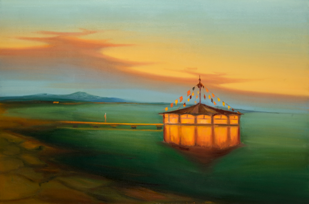Smaragdové jezero, 2026, 100 x 150 cm, olej na plátně