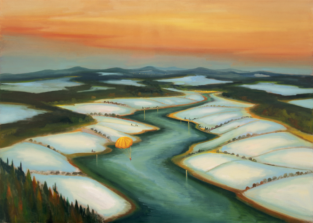 Galerie Klatovy / Klenová, Zimní let, 2020, 140 x 200 cm, olej na plátně