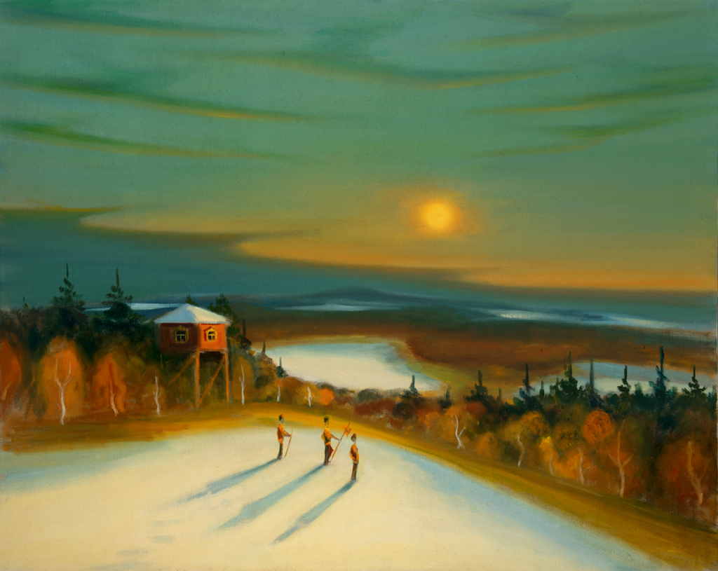 Lovci, 2026, 100 x 125 cm, olej na plátně