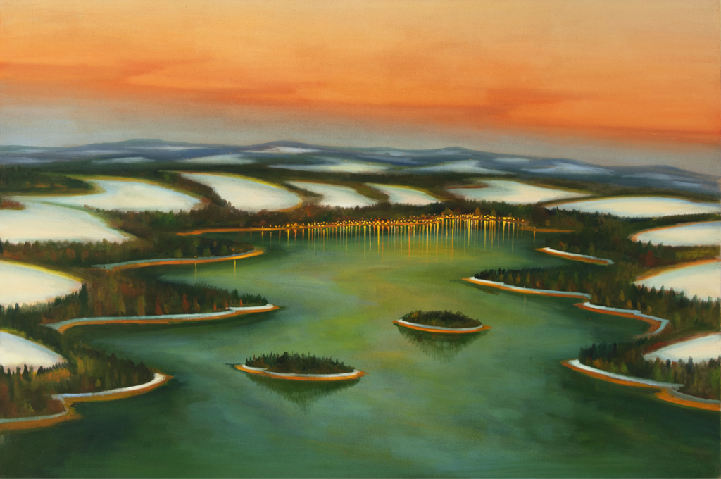 Jezero, 2023, 140 x 210 cm, olej na plátně