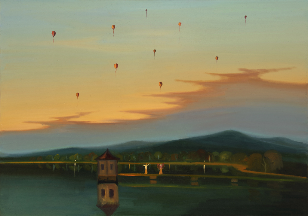 Balonky štěstí, 2021, 105 x 150 cm, olej na plátně