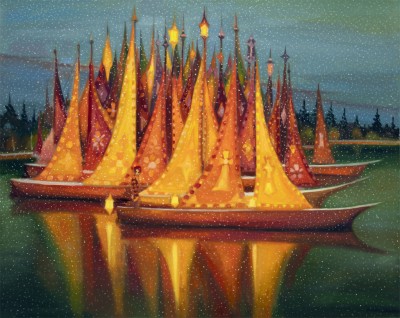 Přístav, 2025, 120 x 150 cm, olej na plátně