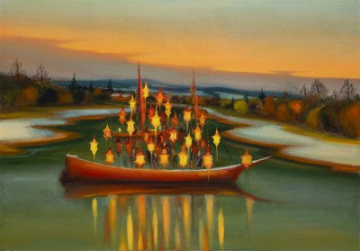 Lampionová slavnost, 2025, 95 x 135 cm, olej na plátně