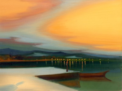 Jezero, 2026, 40 x 50 cm, olej na plátně