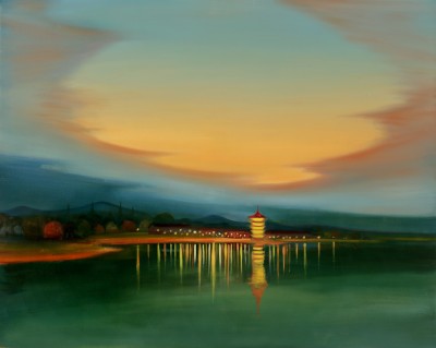 Krajina s pagodou, 2026, 150 x 120 cm