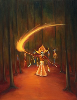 Ohnivý tanec, 2026, 155 x 120 cm, olej na plátně