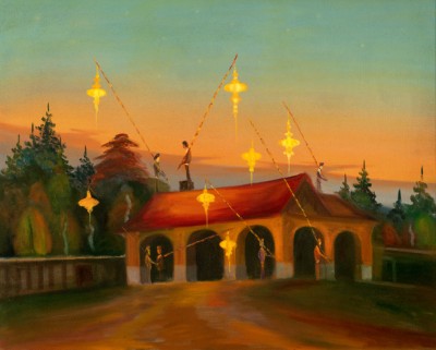 Kluci s lampiony, 2026, 100 x 125 cm, olej na plátně