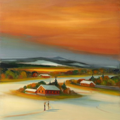 Red night, 2026, 100 x 100 cm, oil on canvas