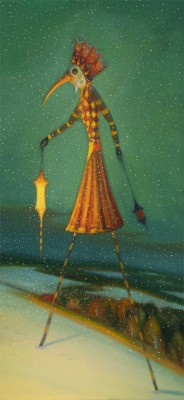 Kráčející, 2025, 150 x 70 cm, olej na plátně