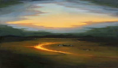 Ohnivá cesta, 2020, 115 x 200 cm, olej na plátně